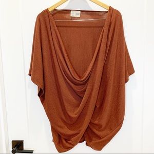 Anthropologie Rust Drape Blouse